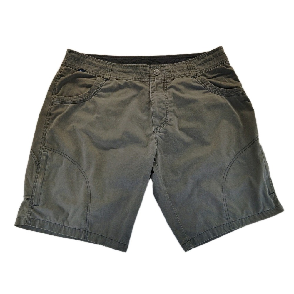 KUHL Ramblr Shorts Mens 38 Grayish Green Stretch Hiking Cargo Patina Dye